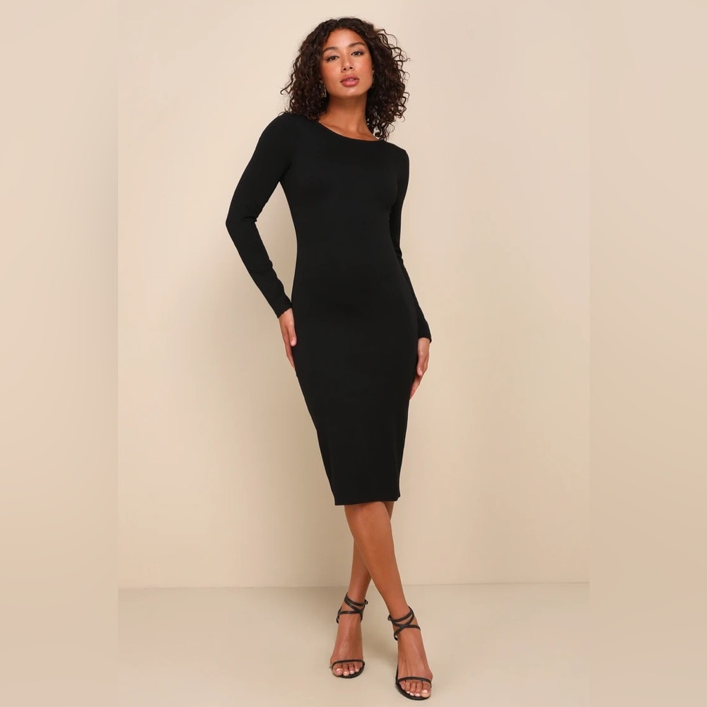 Lulus Va Va Voom Black Backless Midi Dress - L